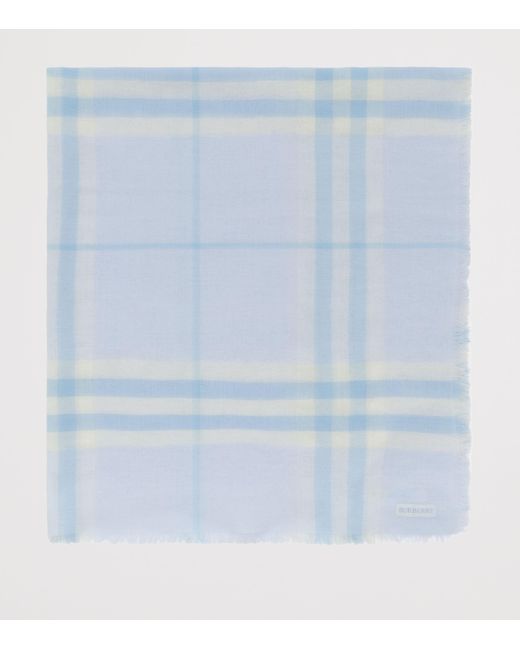 Burberry Blue Wool Check Scarf