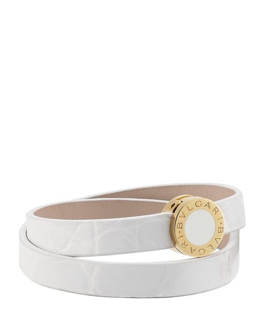 BVLGARI Metallic Crocodile Leather Double Tour Bracelet