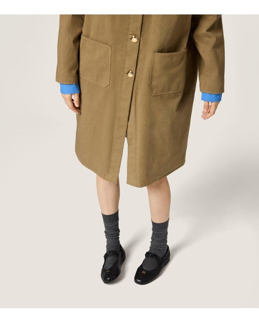 Miu Miu Natural Gabardine Hooded Trench Coat