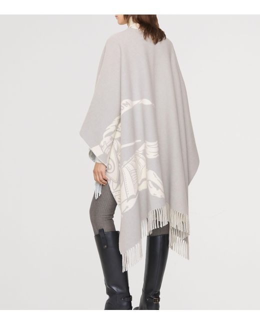 Burberry Gray Wool-Cashmere Ekd Cape