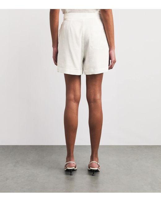 Claudie Pierlot White Cotton-Ramie Cross-Stitch Shorts