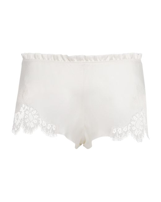 Carine Gilson White Silk Lace-Trim Julia Shorts