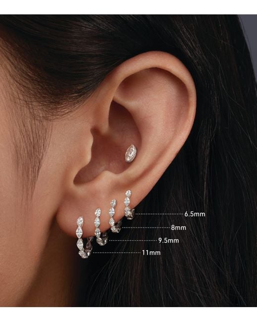 Maria Tash White Invisible Set Diamond Marquise Eternity Hoop Earring