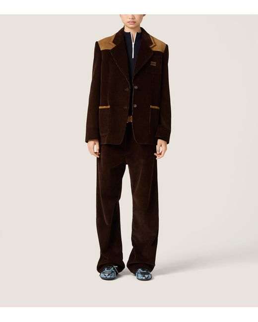 Miu Miu Black Corduroy Straight Trousers