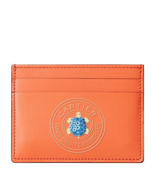 Cartier Orange Leather Characters Card Holder