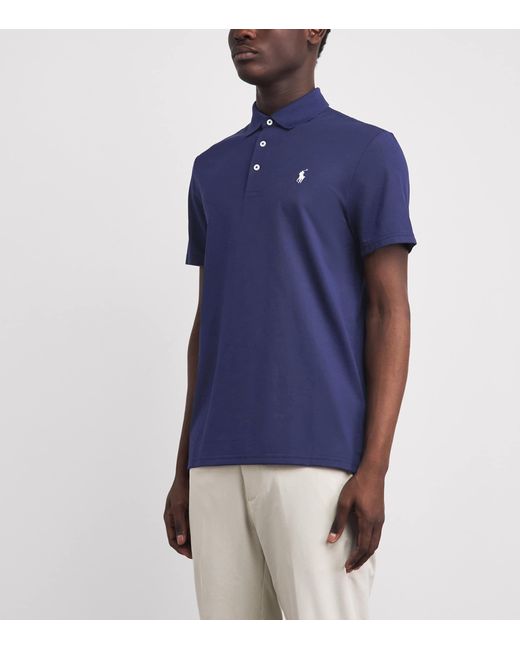 Ralph Lauren Blue Tailored Fit Performance Polo Shirt for men
