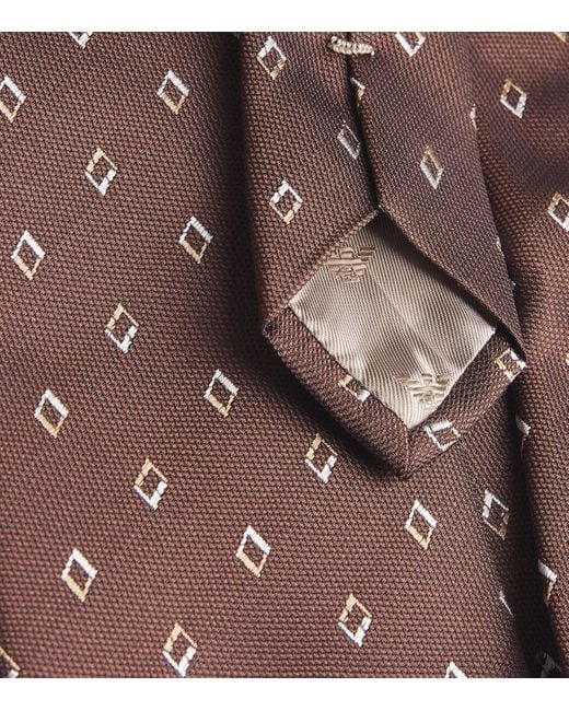 Emporio Armani Brown Silk Jacquard Diamond Tie for men