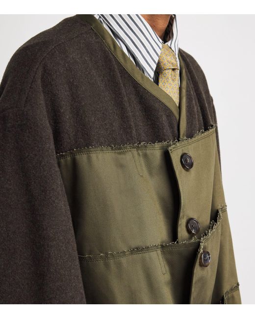 Comme des Garçons Green Wool-Blend Layered Overcoat for men