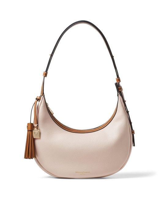 Aspinal Natural Small Leather Soho Crescent Shoulder Bag