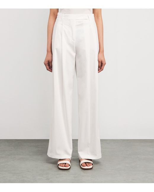 Eleventy White Double-Pleated Tailored Trousers