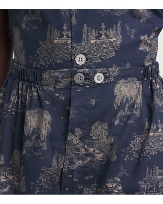 Derek Rose Blue Cotton Ledbury Pyjama Set for men