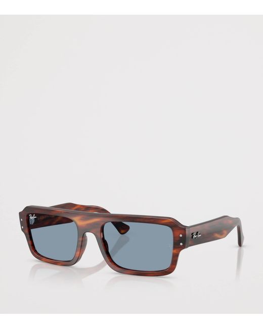 Ray-Ban Blue Tortoiseshell Flacko Rectangular Sunglasses