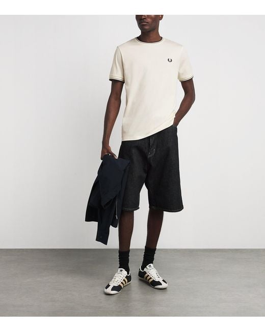 Fred Perry White Cotton Twin Tipped T-Shirt for men