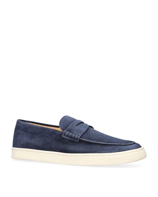 Brunello Cucinelli Blue Suede Hybrid Loafers for men