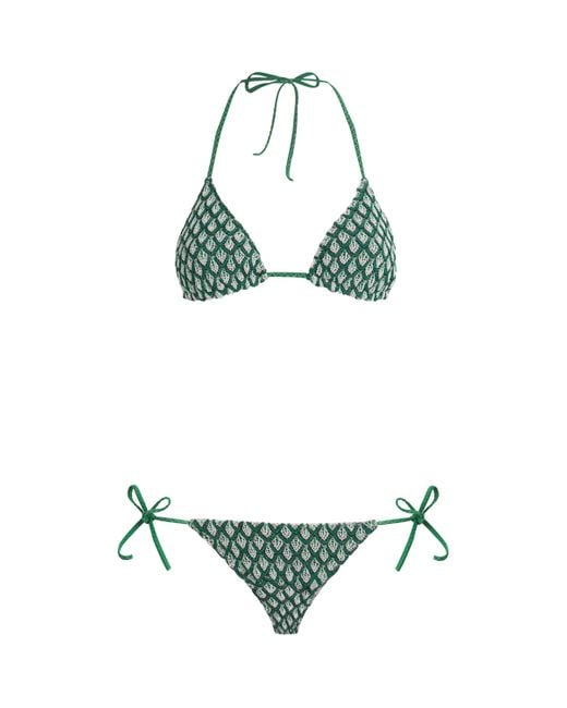 Missoni Green Metallic Jacquard Triangle Bikini