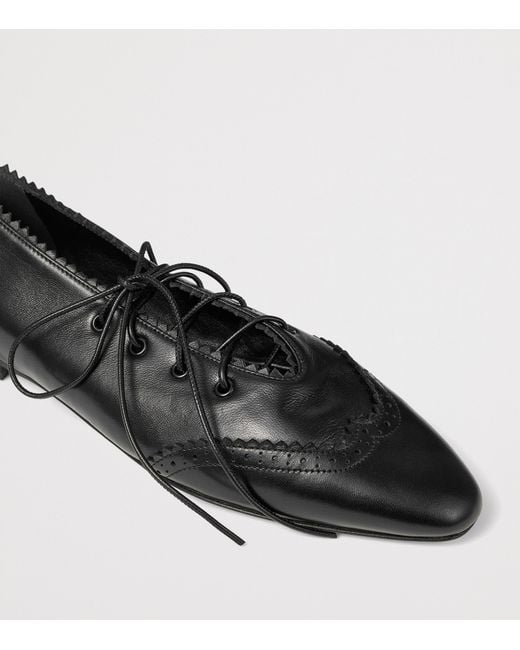 Jimmy Choo Black Margot Leather Lace-Up Flats