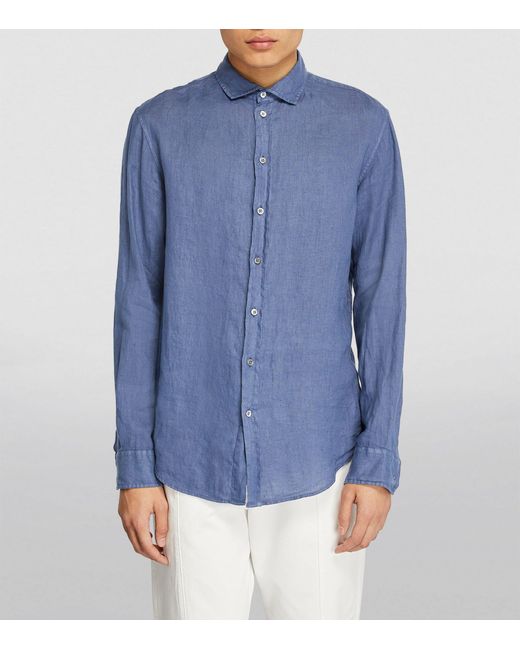 Emporio Armani Blue Linen Shirt for men