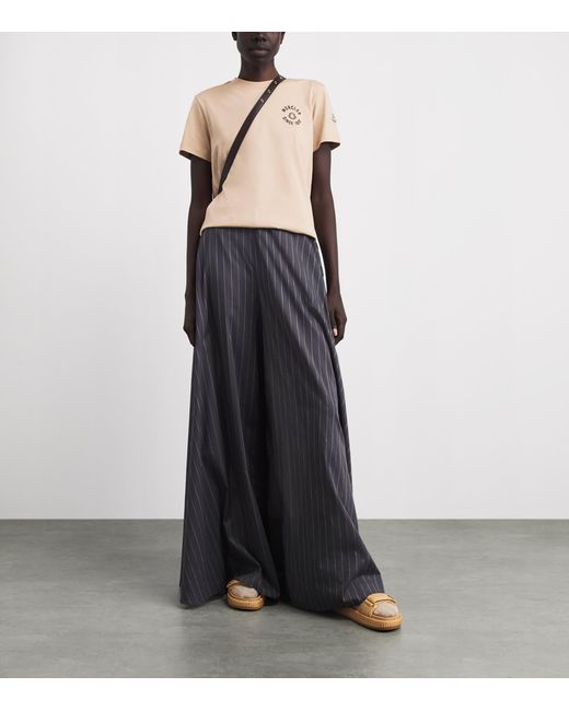 Moncler Natural Cotton Logo Embroidered T-Shirt