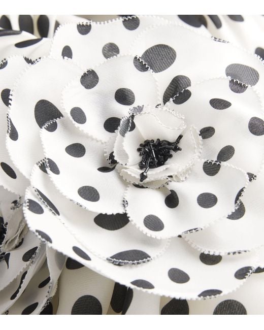 Carolina Herrera Silk Polka Dot Mermaid Gown in White