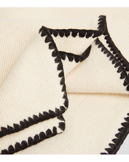 Totême  Natural Cashmere-blend Embroidered Scarf