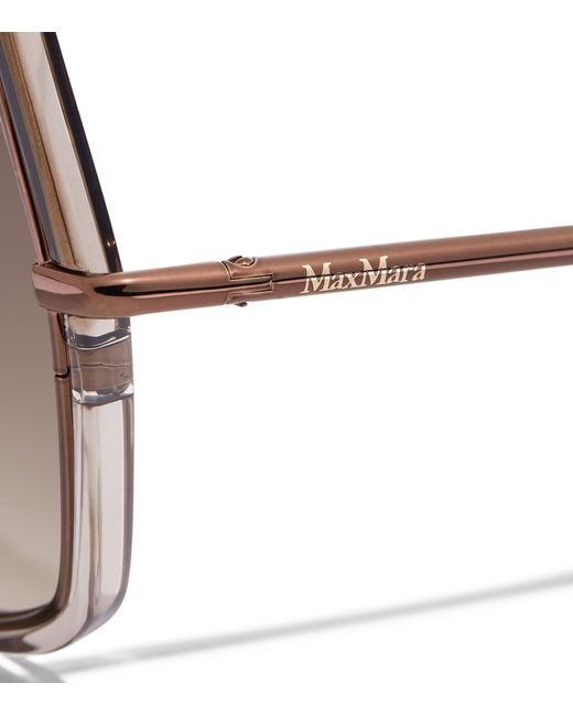 Max Mara Brown Oversized Geometric Sunglasses