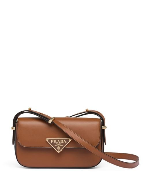 Prada Brown Leather Emblème Shoulder Bag