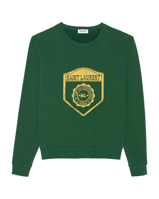 Saint Laurent Cotton Université Logo Sweatshirt in Green for Men | Lyst