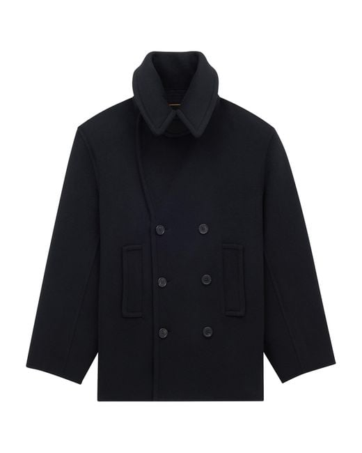 Saint Laurent Blue Wool Pea Coat