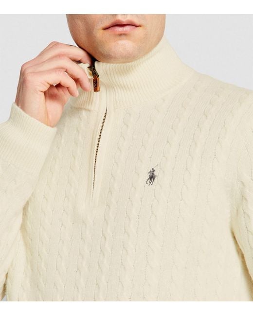 Polo Ralph Lauren Natural Wool-cotton Quarter-zip Sweater for men