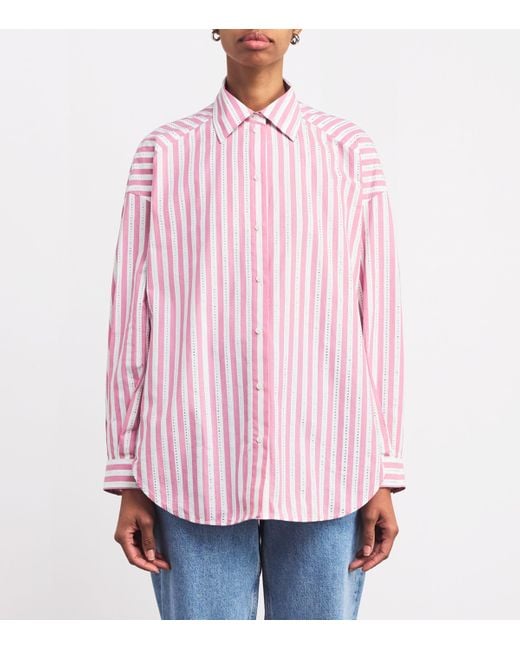 Sandro Pink Embellished Striped Shirt