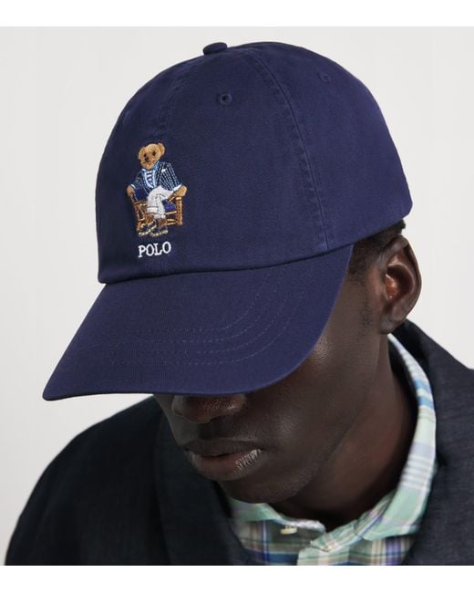 Polo Ralph Lauren Blue Cotton Polo Bear Baseball Cap for men