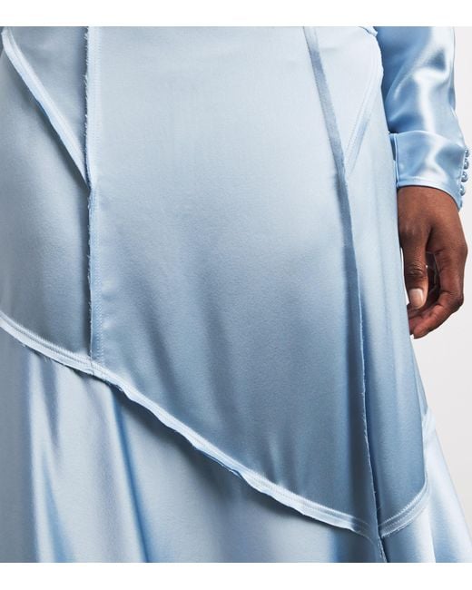Ganni Blue Satin Maxi Skirt