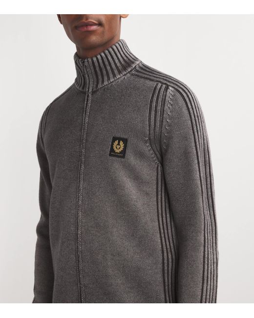 Belstaff Gray Knitted Watch Zip Cardigan for men