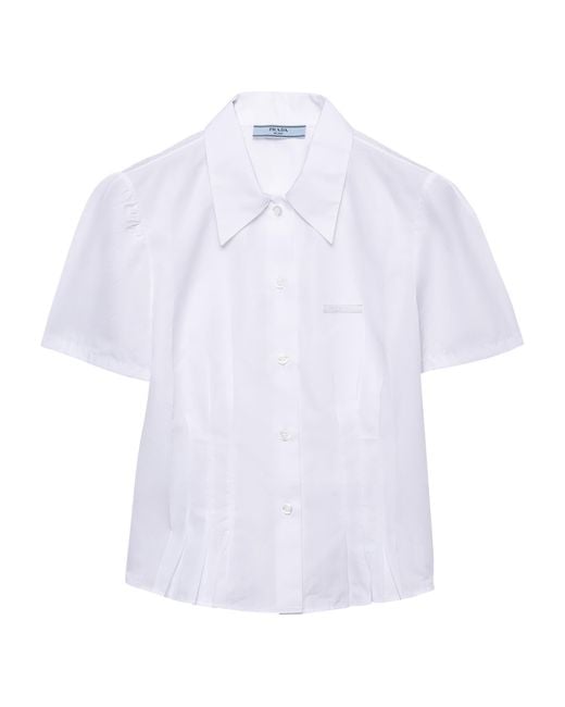 Prada White Cotton Poplin Short-Sleeve Shirt