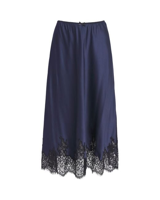 PAIGE Blue Satin Kelso Midi Skirt