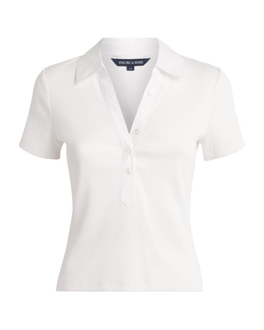 Veronica Beard White Stretch-Cotton Kearney Polo Shirt