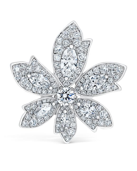 David Morris White And Diamond Palm Flower Ring