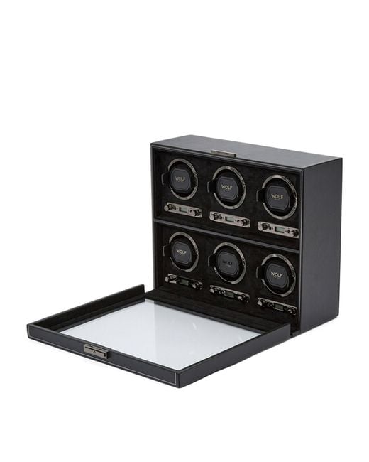 Wolf Black British Racing 6-Piece Watch Winder