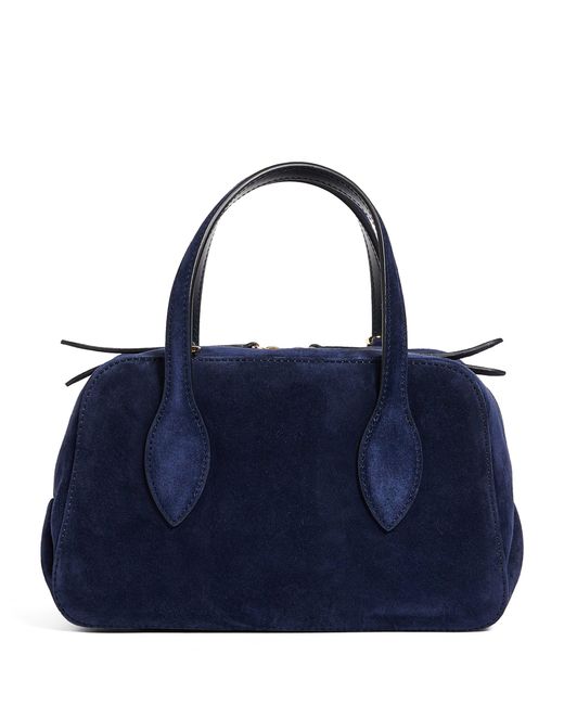 Khaite Blue Small Suede Maeve Top-handle Bag