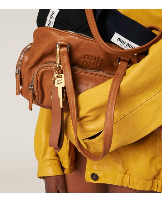 Miu Miu Brown Nappa Leather Top-Handle Bag