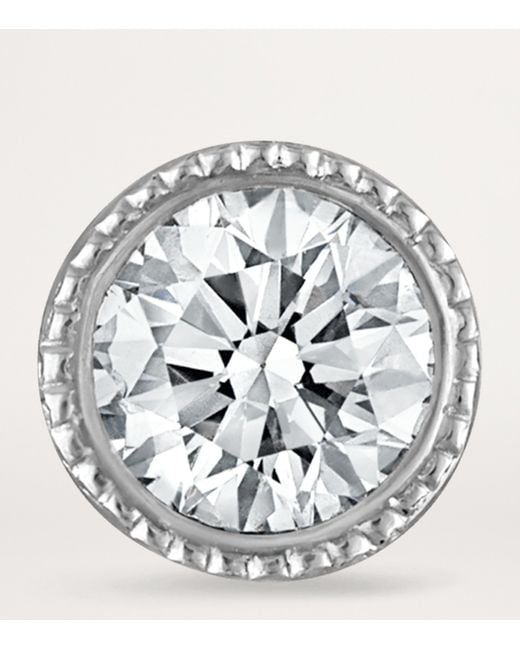 Maria Tash Metallic Scalloped Set Diamond Threaded Single Stud Earring