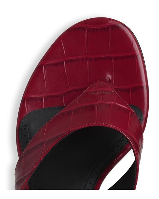 Alaïa Red Croc-Embossed Leather Thong Mules 55