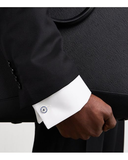 Deakin & Francis Blue Sterling, Mother-Of-Pearl And Sapphire Cufflinks for men