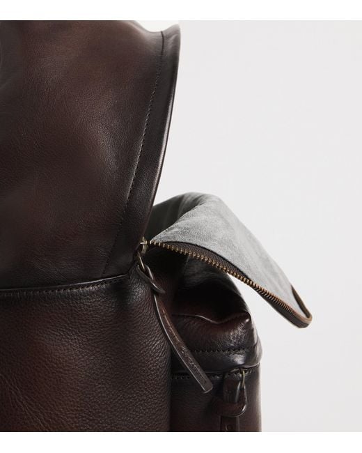 Officine Creative Black Leather Pack Backpack for men