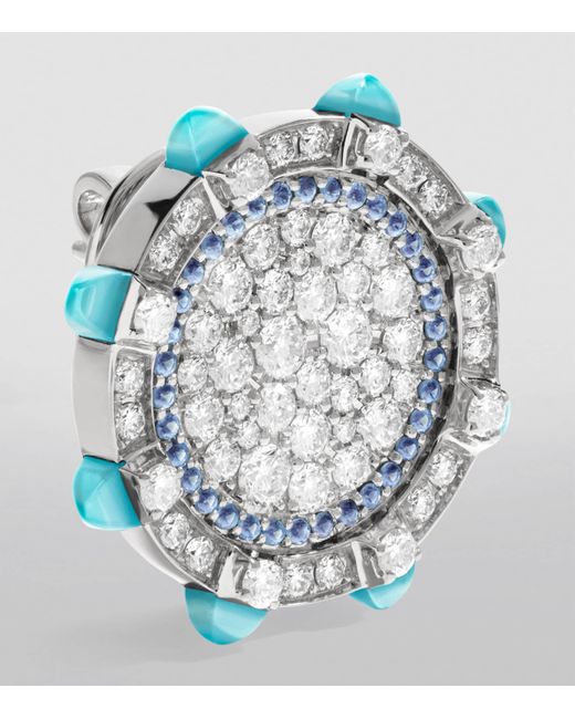 Marli New York Blue Diamond And Sea Chalcedony Tip-Top Statement Earrings