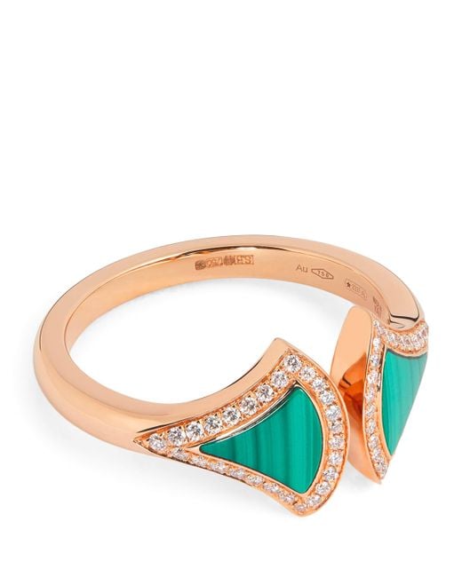 BVLGARI Metallic Diamond And Malachite Divas' Dream Ring
