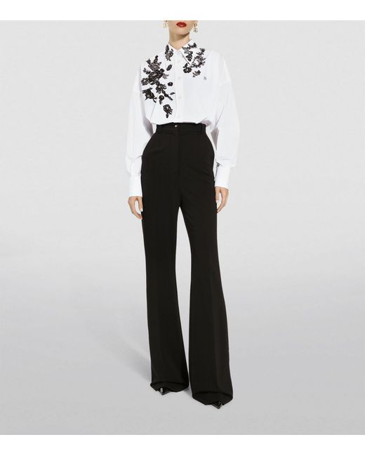 Dolce & Gabbana White Cotton-blend Floral Lace-embellished Shirt
