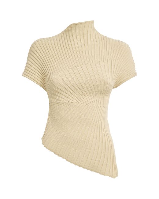 Cult Gaia White Asymmetric Knitted Annemie Top