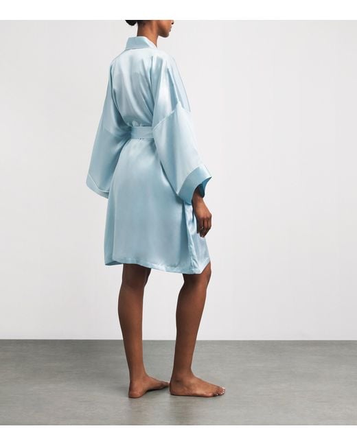 Olivia Von Halle Blue Silk Mimi Robe