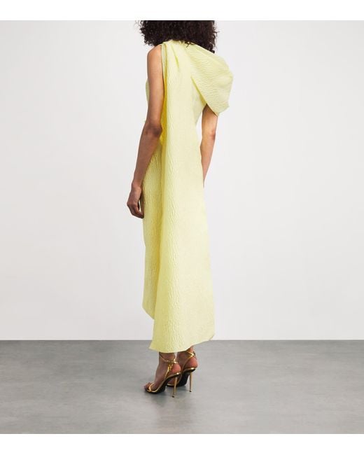 Roksanda Yellow Cloqué One-Shoulder Maite Midi Dress